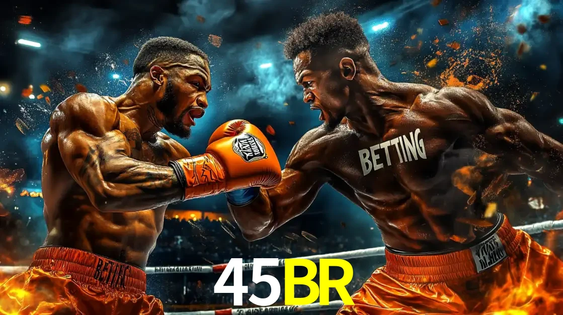 Dois boxeadores em uma luta intensa e explosiva, representando a adrenalina e as oportunidades de apostas em esportes de combate disponíveis na plataforma 45BR.