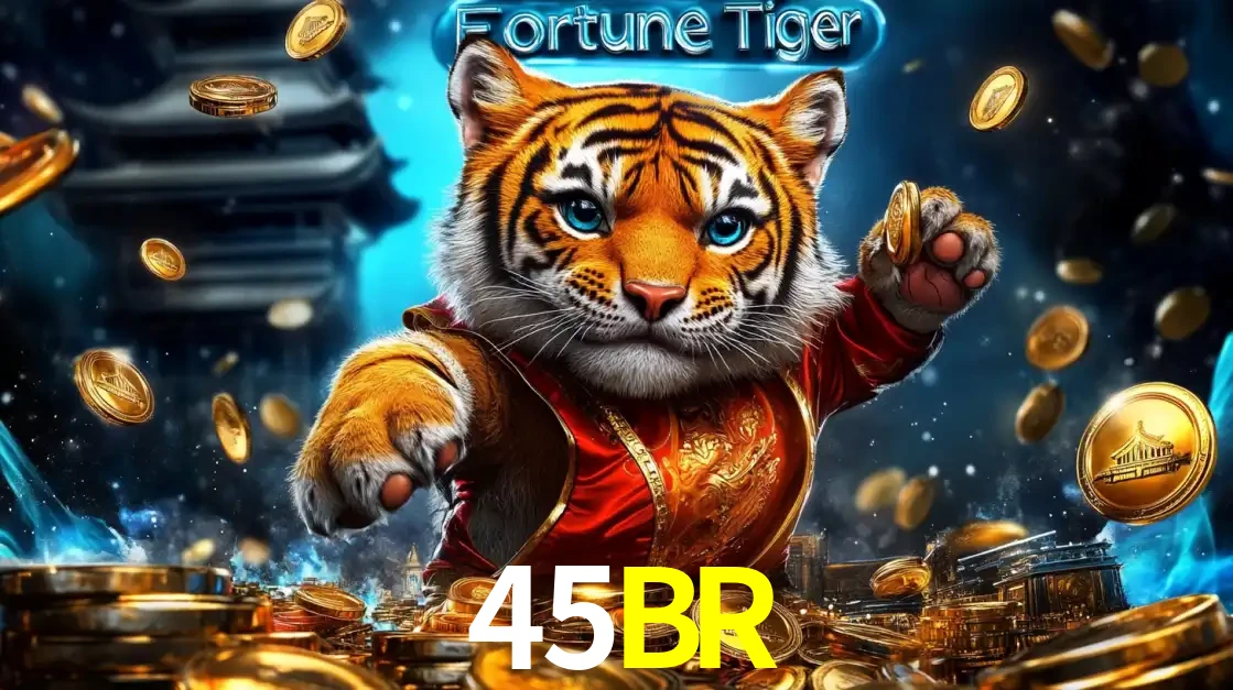Imagem promocional do jogo de slot Fortune Tiger, com um tigre majestoso em traje tradicional cercado por uma fortuna em moedas de ouro, disponível agora no cassino 45BR.
